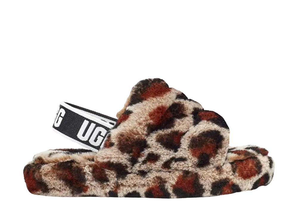 アグ フラッフ イヤー スライド "レオパード"