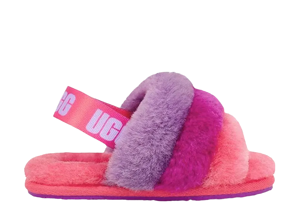 アグ フラッフ イヤー スライド "ピンク & レインボー"