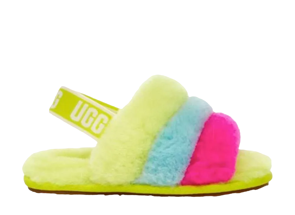 アグ フラッフ イヤー スライド "イエロー/ピンク/ブルー"
