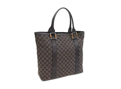 GUCCI GG Canvas Bamboo Tote Bag "Brown"