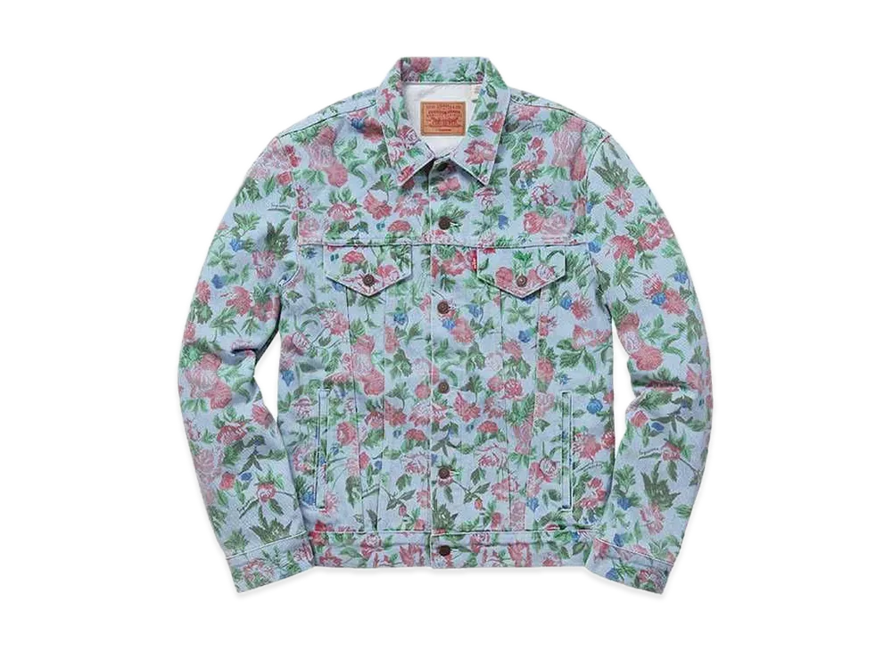 Supreme LEVI'S Custom Fit Roses Trucker Jacket "Blue"