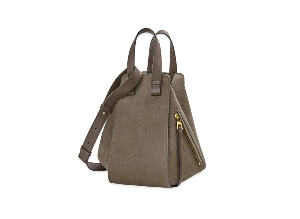 LOEWE Small Hammock Bag Embossed Nubuck "Olive Green"