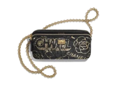 CHANEL Camelia Chain Wallet "Black"