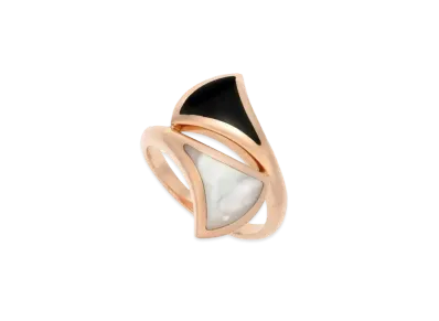BVLGARI Diva Dream Ring Mother Of Pearl Onyx Black "Pink Gold"