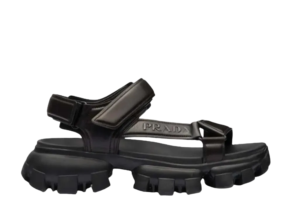 プラダ パッディド ナッパ レザー スポーツ サンダル "ブラック"