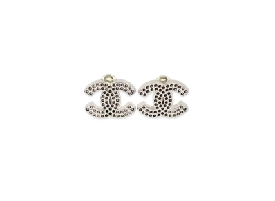 CHANEL Coco Mark Punching Earrings "Silver"