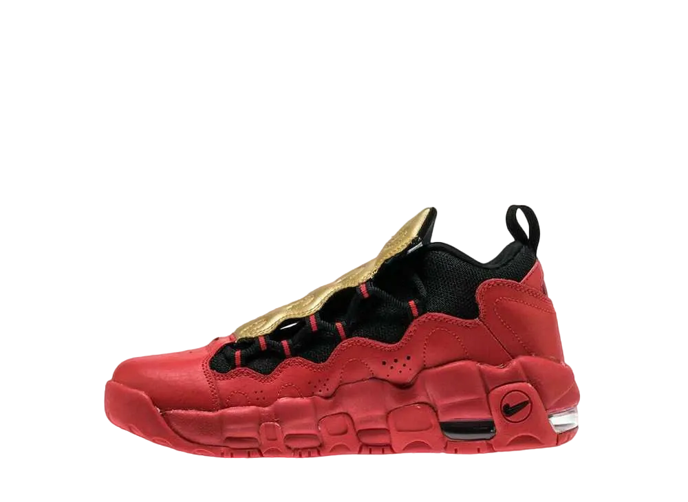 ナイキ GS エアモアマネー ユニバーシティ "レッド/ブラックメタリック ゴールド"