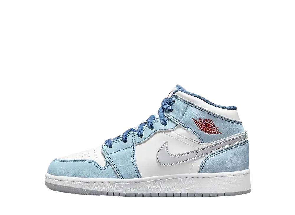 Nike GS Air Jordan 1 Mid "White/University Blue/Grey"