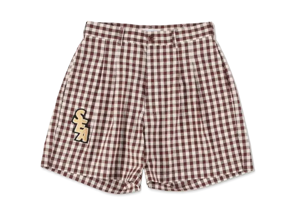 WIND AND SEA S_E_A GINGHAM PLAID SHORTS "Brown"