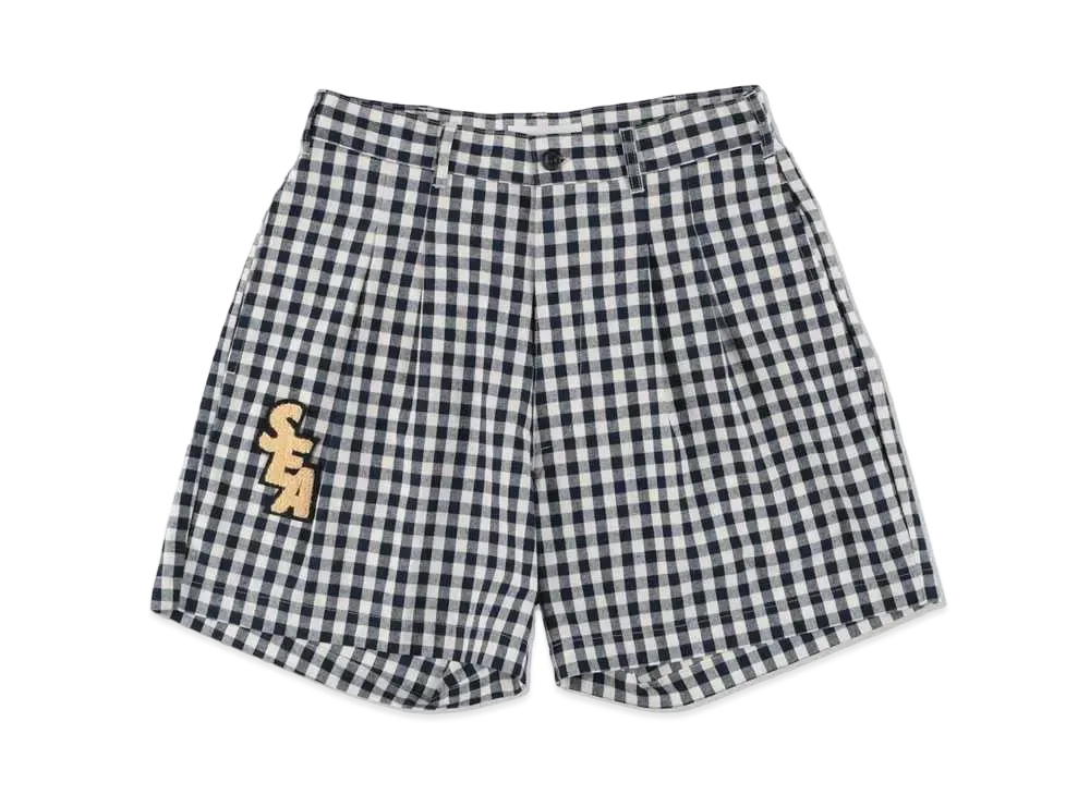 WIND AND SEA S_E_A GINGHAM PLAID SHORTS "Navy"