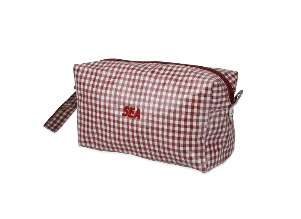 WIND AND SEA S_E_A GINGHAM DOPP KIT POUCH "Red"