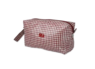 WIND AND SEA S_E_A GINGHAM DOPP KIT POUCH "Red"