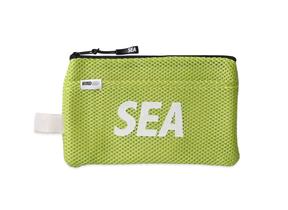 WIND AND SEA MESH ZIPPER POUCH "Lime"