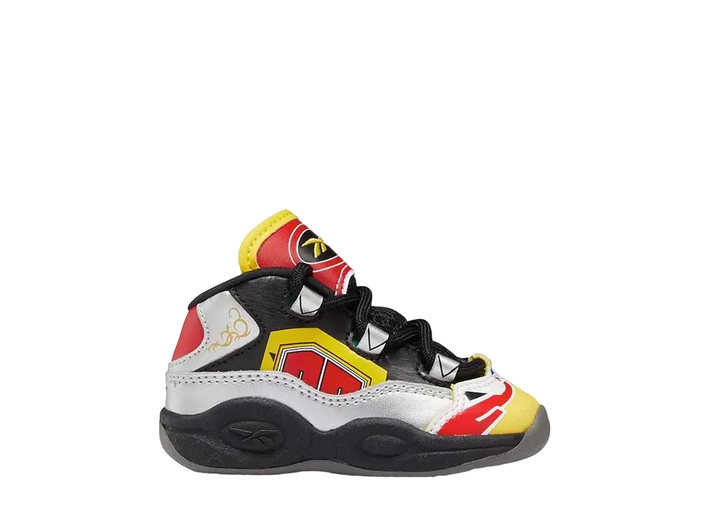 パワーレンジャー × リーボック TD クエスチョン ミッド メガゾード "ブラック/シルバー メタリック/ベクター レッド"(キッズ)