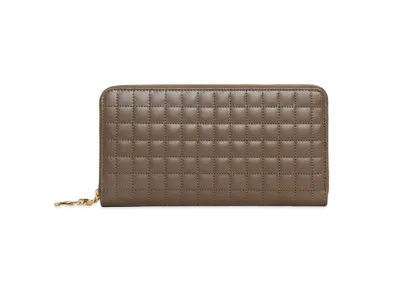 CELINE C charm Quilting Long Wallet "Khaki"