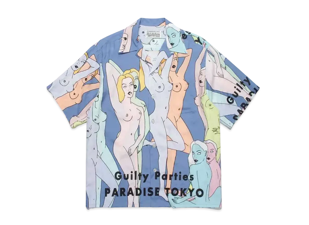 WACKO MARIA PARADISE TOKYO Summer Festival TENGOKUTOKYOHYAKUJOEZU Hawaiian Shirt "Blue"