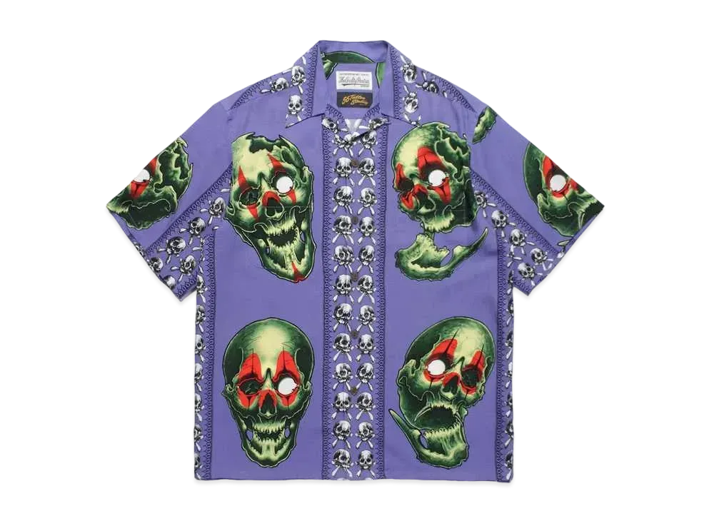 WACKO MARIA PARADISE TOKYO Summer Festival 56 Tattoo Studio Hawaiian Shirt "Light Purple"