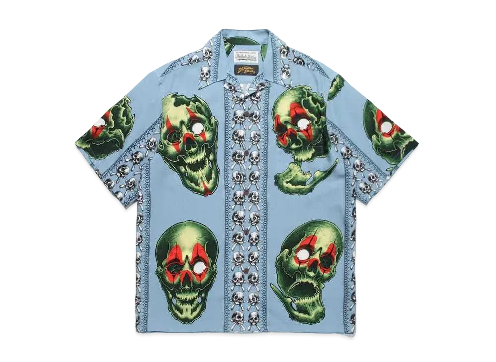 WACKO MARIA PARADISE TOKYO Summer Festival 56 Tattoo Studio Hawaiian Shirt "Light Blue"