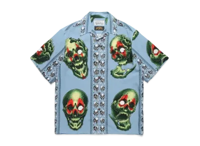 WACKO MARIA PARADISE TOKYO Summer Festival 56 Tattoo Studio Hawaiian Shirt "Light Blue"