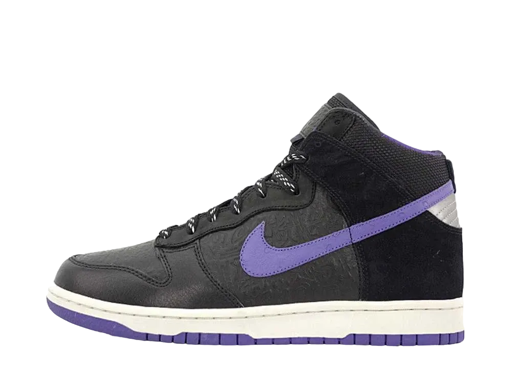 Stussy × Nike Dunk High World Tour LA "Black/Vars Purple"