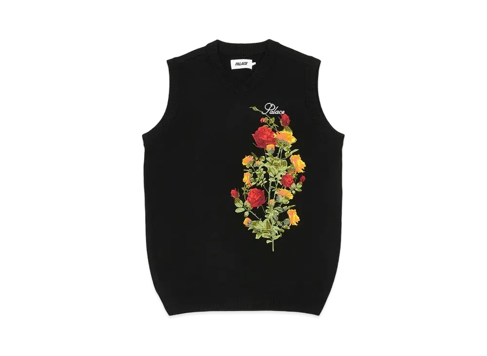 PALACE ROSE KNIT VEST "Black"