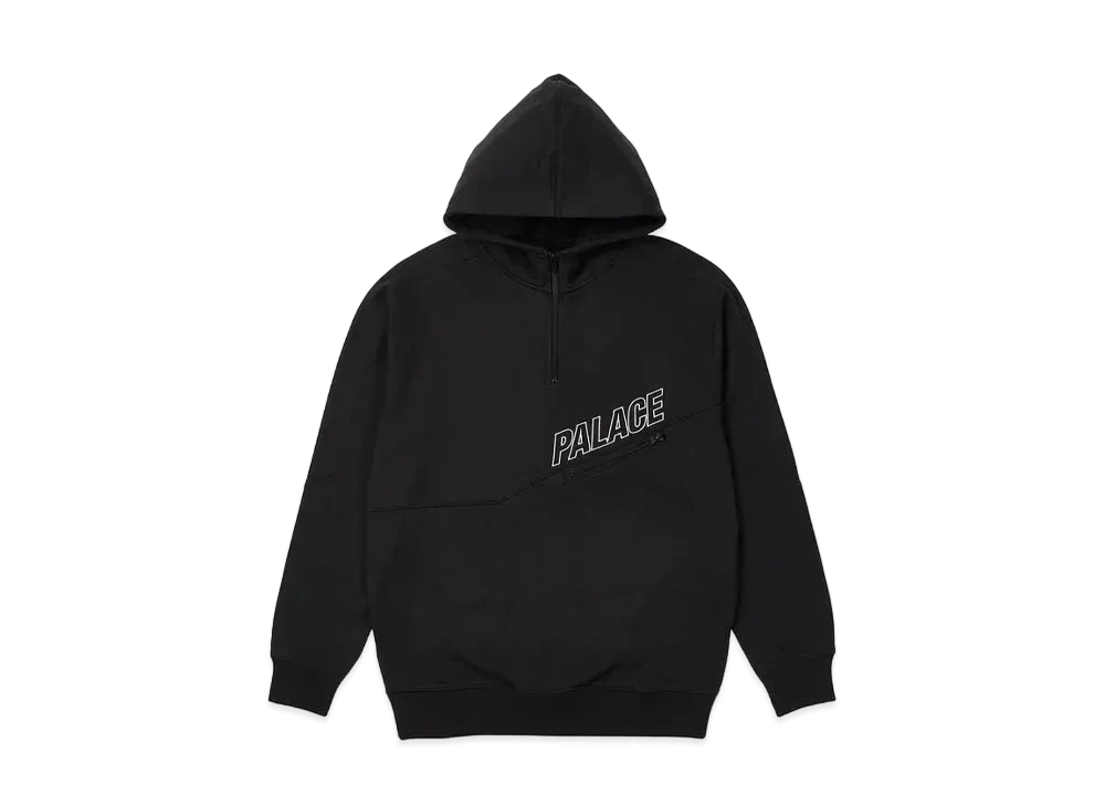 PALACE SLANT 1/4 ZIP HOOD "Black"
