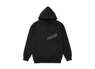 PALACE SLANT 1/4 ZIP HOOD "Black"