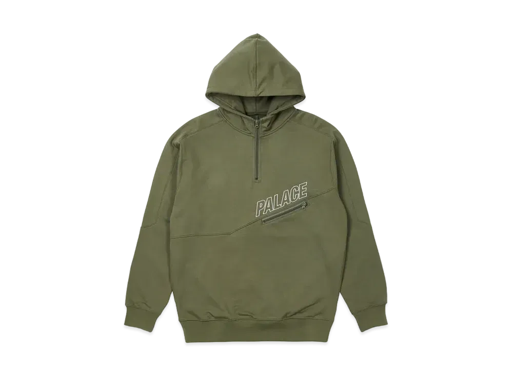 PALACE SLANT 1/4 ZIP HOOD "Green"