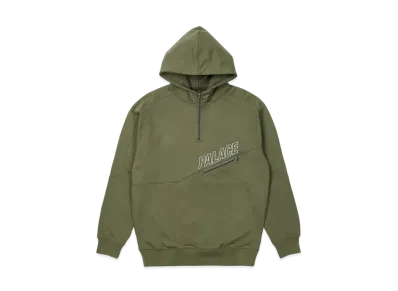 PALACE SLANT 1/4 ZIP HOOD "Green"