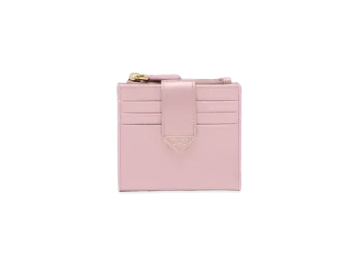 PRADA Small Saffiano and Leather Wallet "Pink"