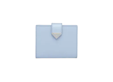 PRADA Small Saffiano and Leather Wallet "Light Blue"