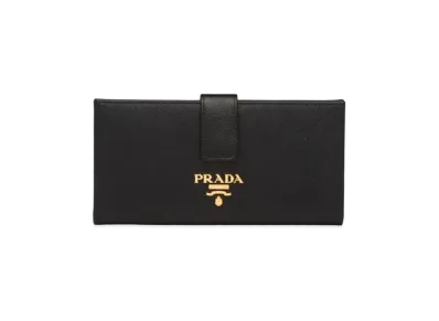 PRADA Large Saffiano Leather Wallet "Black"