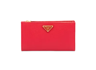 PRADA Large Saffiano Leather Wallet "Red"