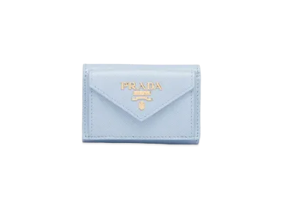PRADA Small Saffiano Leather Wallet "Celestial/Honda"