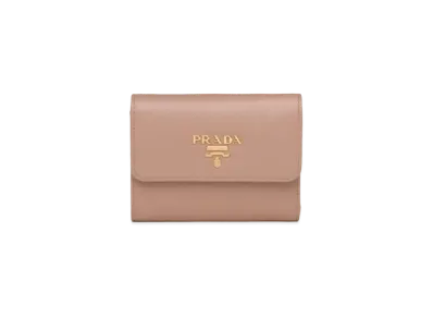 PRADA Small Saffiano Leather Wallet "Pink Beige"