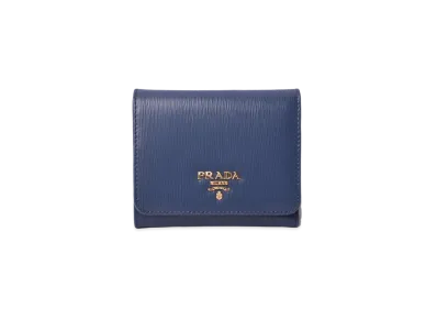 PRADA Vitello Move Leather Wallet "Blue"