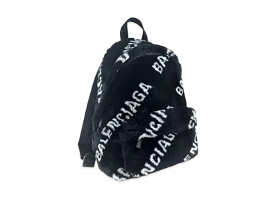 BALENCIAGA Everyday Fur Backpack S "Black"