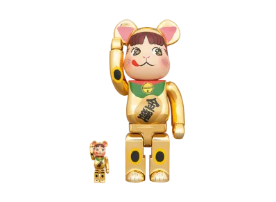 Bearbrick Maneki Neko Peko-chan Gold Fortune Gold Plating 100% & 400%