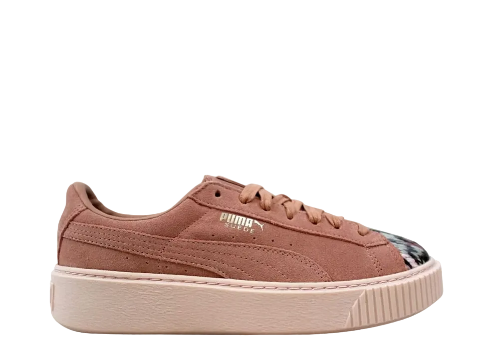 プーマ ウィメンズ スウェード プラットフォーム サンフェード スティッチ "ピーチ ベージュ"