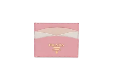 PRADA Saffiano Leather Card Holder "Petal Pink/Peach"