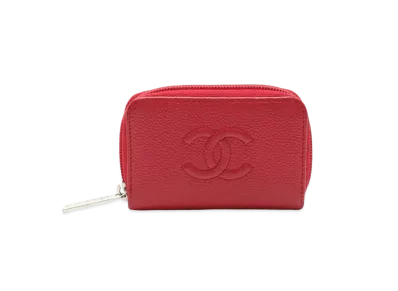 CHANEL Coco Mark Coin Case Caviar Skin "Red"