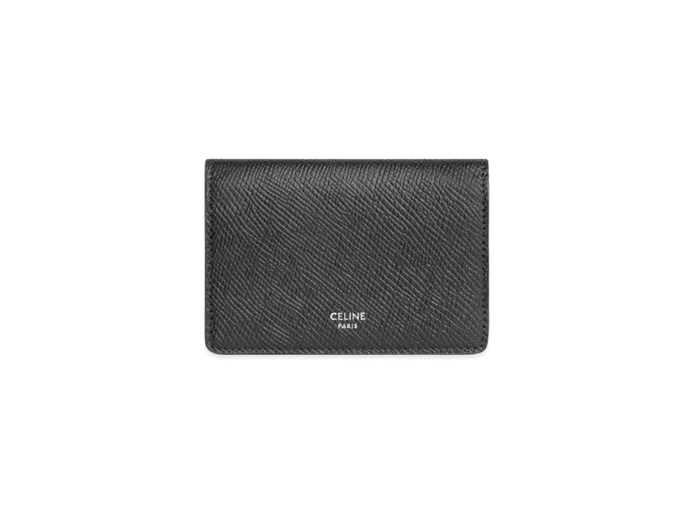 CELINE Business Card Holder Essentials In Grained Calfskin "Black"