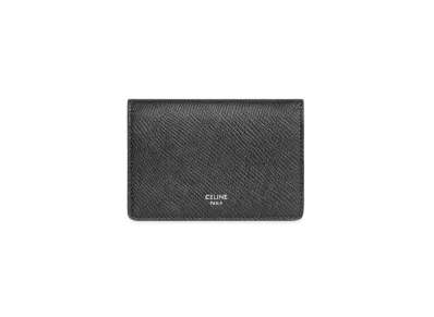 CELINE Business Card Holder Essentials In Grained Calfskin "Black"