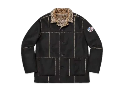 Supreme Reversible Faux Suede Leopard Coat "Black"