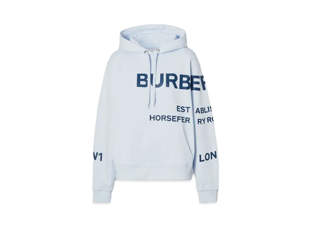 BURBERRY Horseferry Print Cotton Oversized Hoodie "Blue"