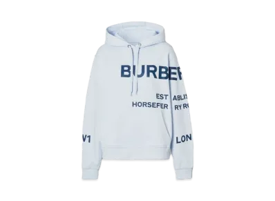 BURBERRY Horseferry Print Cotton Oversized Hoodie "Blue"