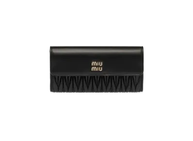 MIU MIU Large Matelasse Nappa Leather Wallet "Black"