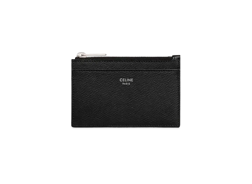 セリーヌ ジップ付きカードホルダー / グレインドカーフスキン "ブラック" 10F993BEL.38SI