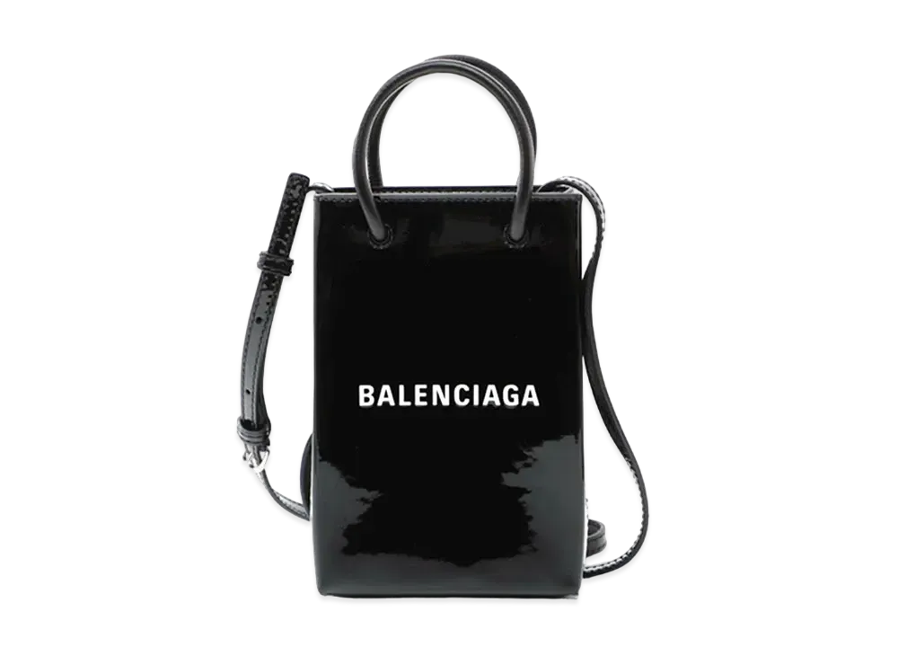 BALENCIAGA Mini Shopping Bag Patent Leather "Black"