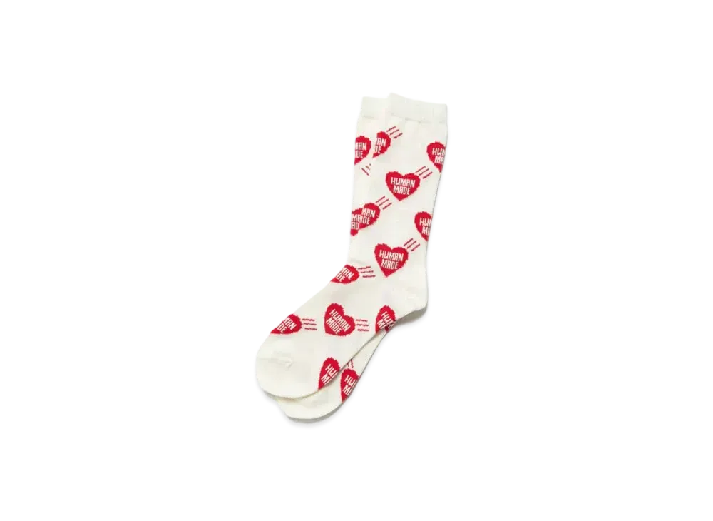 HUMAN MADE HEART PATTERN SOCKS "Red"